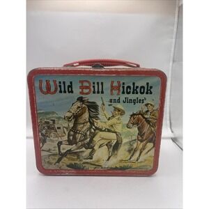 Wild Bill Hickok and Jingles 1950s Aladdin Metal Lunchbox with Thermos Vintage